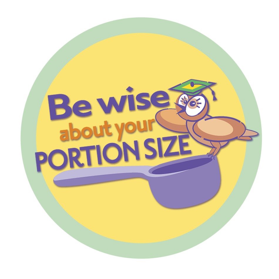 Nutrition Program logo, Be Wise About Your Portion Size