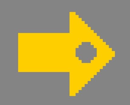 yellow arrow on the grey background