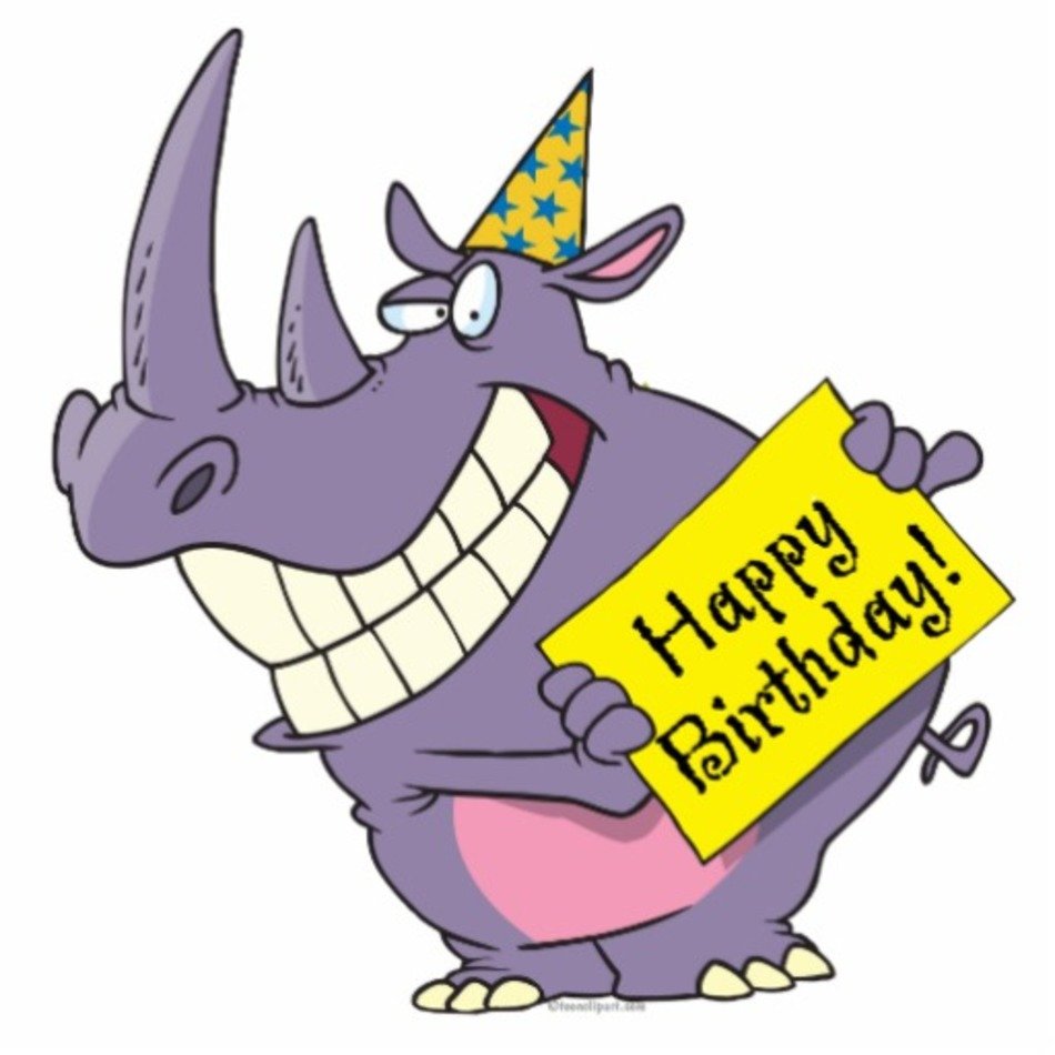 Happy Birthday Party Rhino Cartoon Photo Sculpture Zazzle