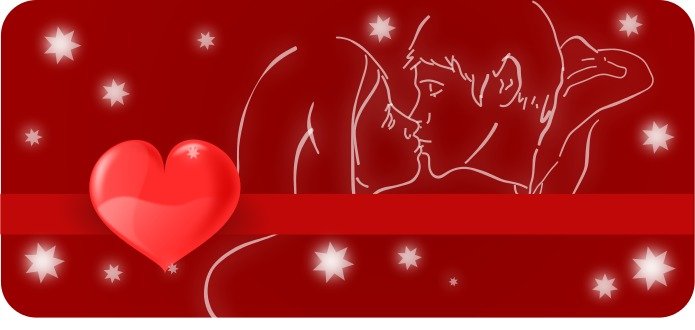 Kissing Couple With Heart By Kablam A Line Drawing Of clipart