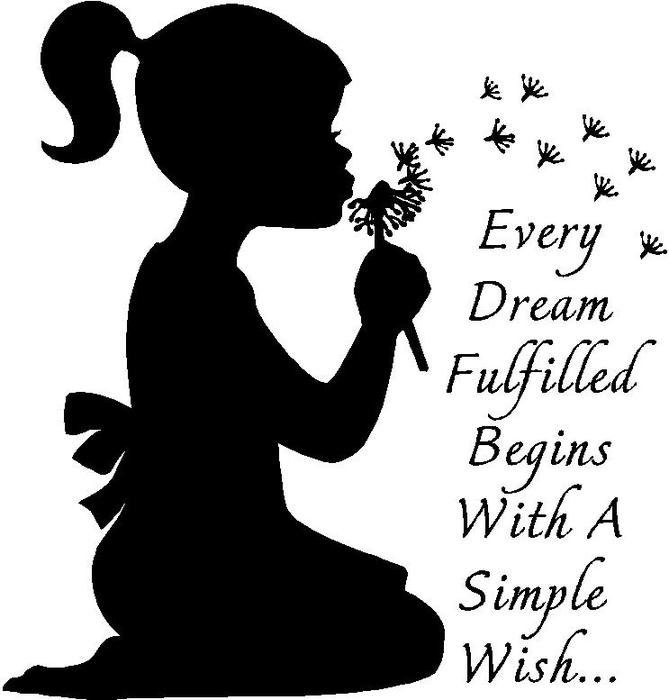 Vinyl Wall Art Dandelions Little Girl Blowing Wishes