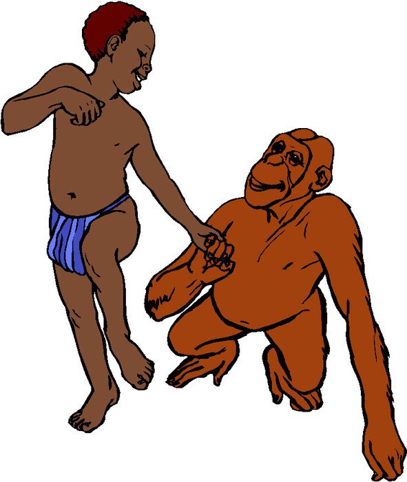 drawn african boy and monkey