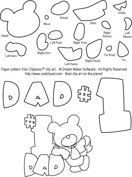 Fathers Day Free Teddy Bear Paper Piecing Pattern