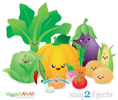 Vector Kawaii Vegetables Free