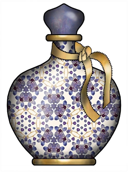 drawn purple jug with ribbon