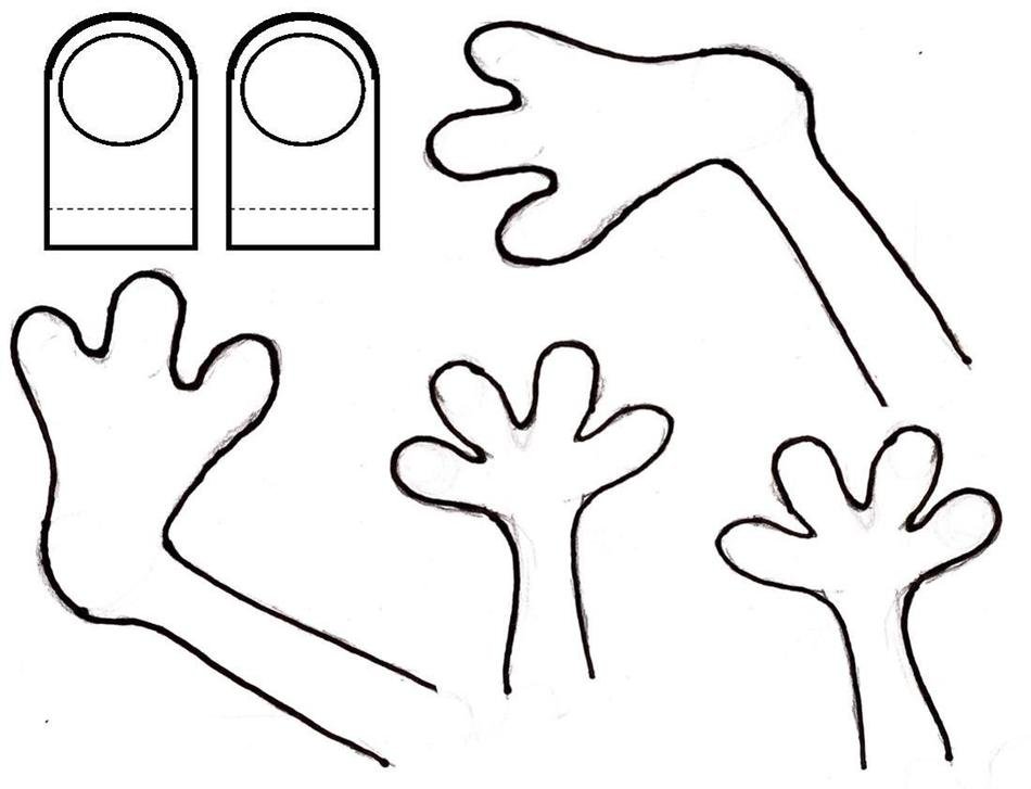 parts of frog, Fold Eyes and legs, outline