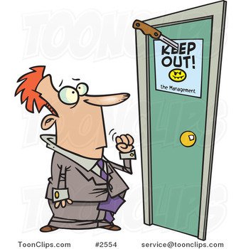 Business Man At A Door With Keep Out Sign 2554 By Ron Leishman
