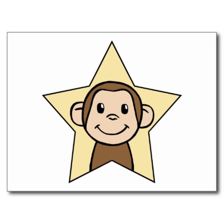 Cute Cartoon Monkey With Grin Smile Star Postcard Zazzle