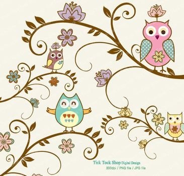 Clip Art With Trees Oriental Style Tree And Owl Set 6 Inch