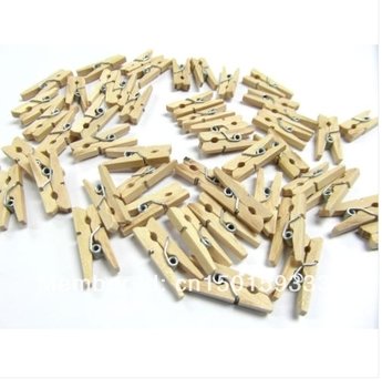 500pcs lot Free Shipping Mini Wooden Clips Natural Paper Photo
