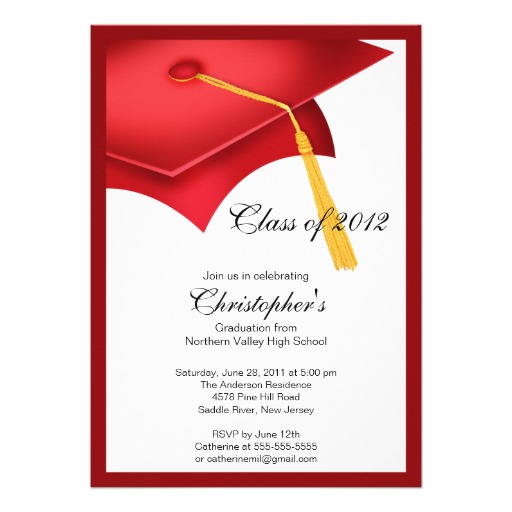 Red Grad Cap With A Border Graduation Party Invitation free image download