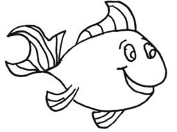 painted smiling fish in coloring book