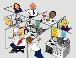 Colorful cartoon drawing of the office clipart