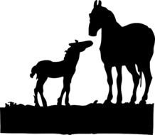 Animals Silhouette Cartoon Horse Mammals Color