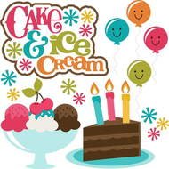 birthday clipart with a slice of cake