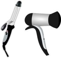 Hair Iron And Blow Dryer At Clkercom Vector