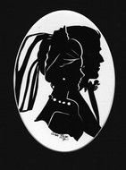 Silhouettes of the bride and groom as a picture for clipart