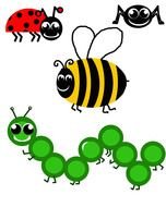 funny colorful bugs, drawing