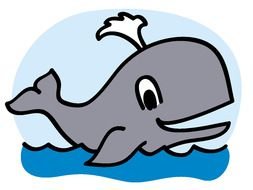 funny whale on the waves as picture for clipart