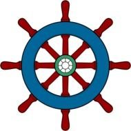 brown and blue vintage Steering Wheel, drawing