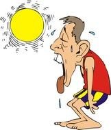 drawing of the man at hot weather