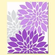 Download Purple Gray Flower Bursts Botanical Wall Art Nursery