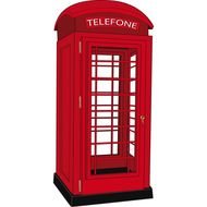 painted red telephone box on a white background