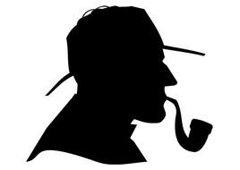 Sherlock Holmes, head silhouette of detective