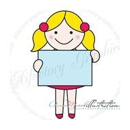Cute Girl Holding A Blank Banner And Graphics For Scrapbooking N2