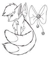 painted fox and bow in coloring book