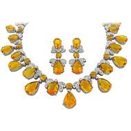 Citrine Diamond White Gold Necklace And Earrings Set At 1stdibs