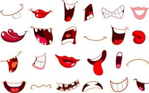 set of cartoon mouthes, emoticons