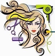 all for a female hairstyle as a graphic illustration