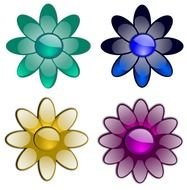 Glossy Flowers 3 Svg Vector