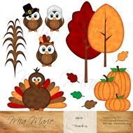 Thanksgiving Fall Owl Clip