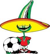soccer player in sombrero with a ball