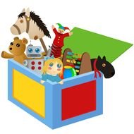 painted toys in a colorful box