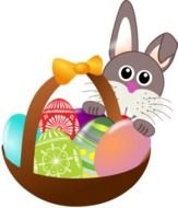 rabbit with a basket of Easter eggs drawing