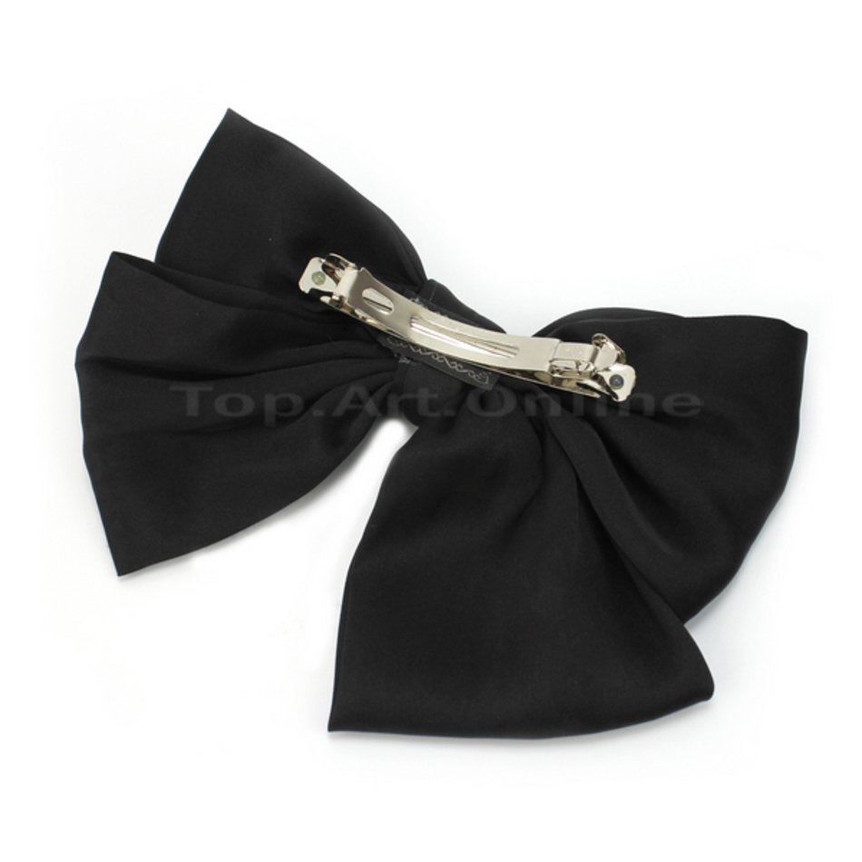Beautiful Black Girl Lady Satin Big Bowknot Bow Clip Hair Accessories