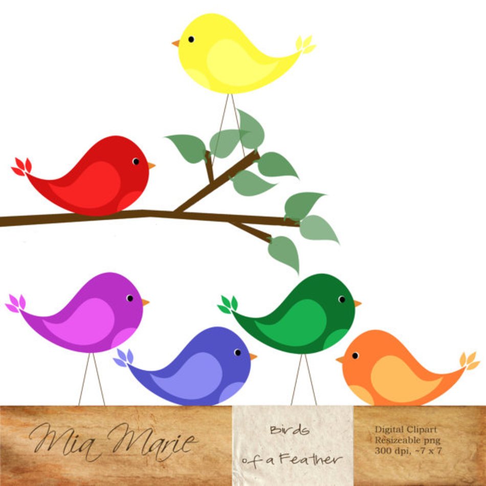 Digital Bird Tree Branch clipart