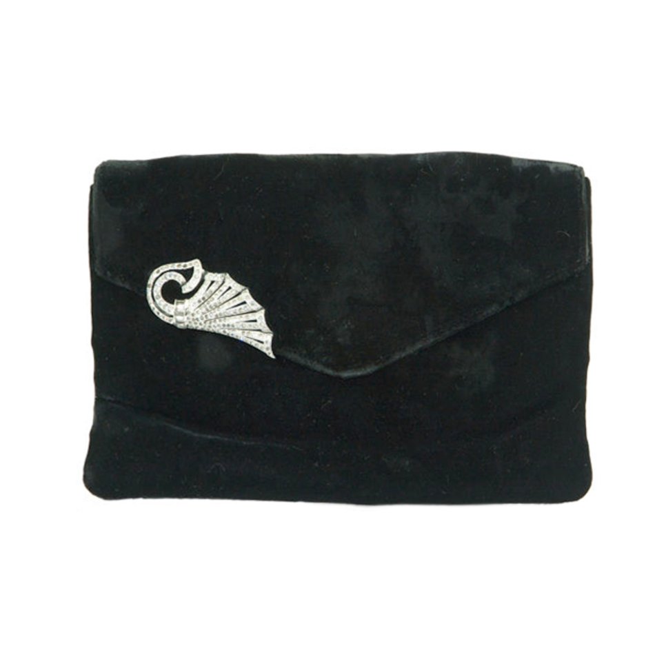 1930 Art Dec Soft Velvet Clutch With Original Deco Clip At 1stdibs