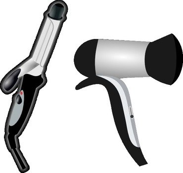 Hair Iron And Blow Dryer At Clkercom Vector