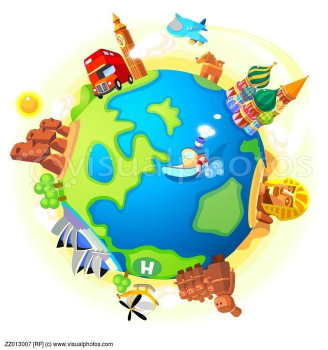 Airplane Traveling Various Famous Places Of The World Stock Photos