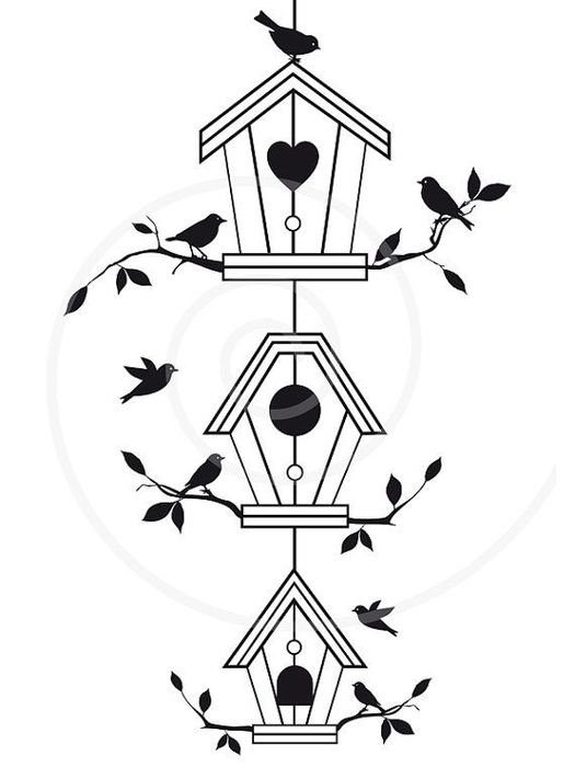 Branches Birdhouse Pet House Digital Clip Art