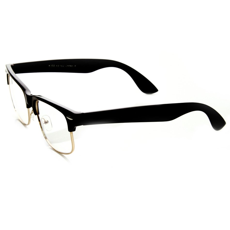 glasses with black handles on a white background