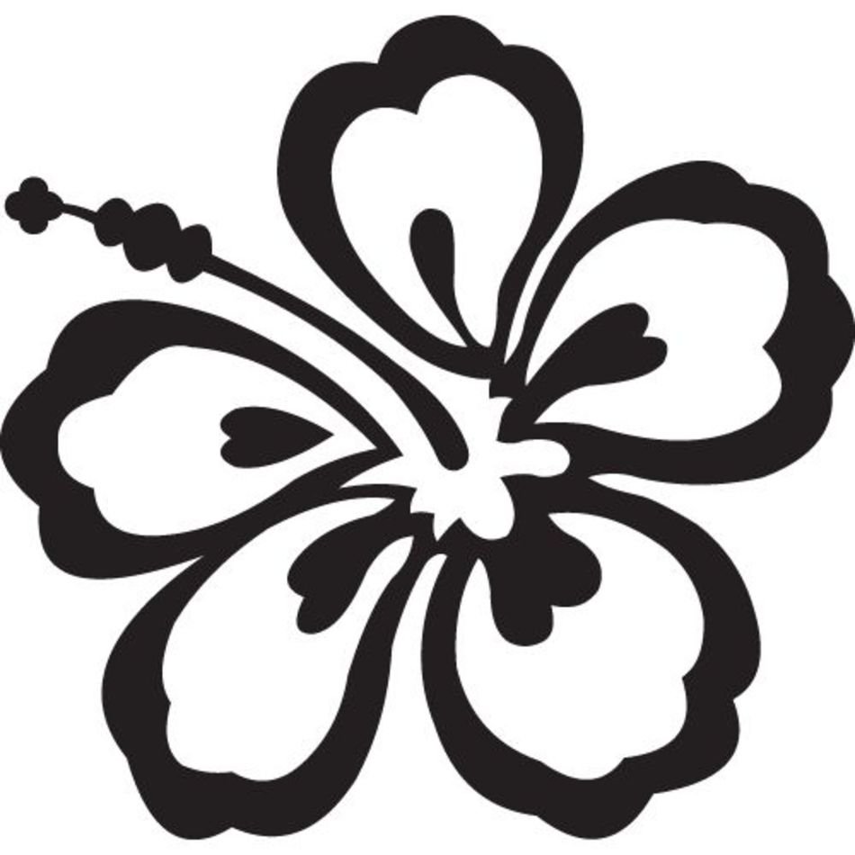 Black And White Floral Hawaiian Flower N2