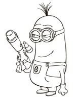 Tim The Minion With Gun Coloring Page Printable Pages