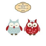 Red And Blue Owls By Tracyanndigitalart On Etsy