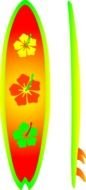painted surfboard with hawaiian pattern