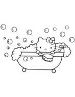 hello kitty in the bath as a graphic illustration